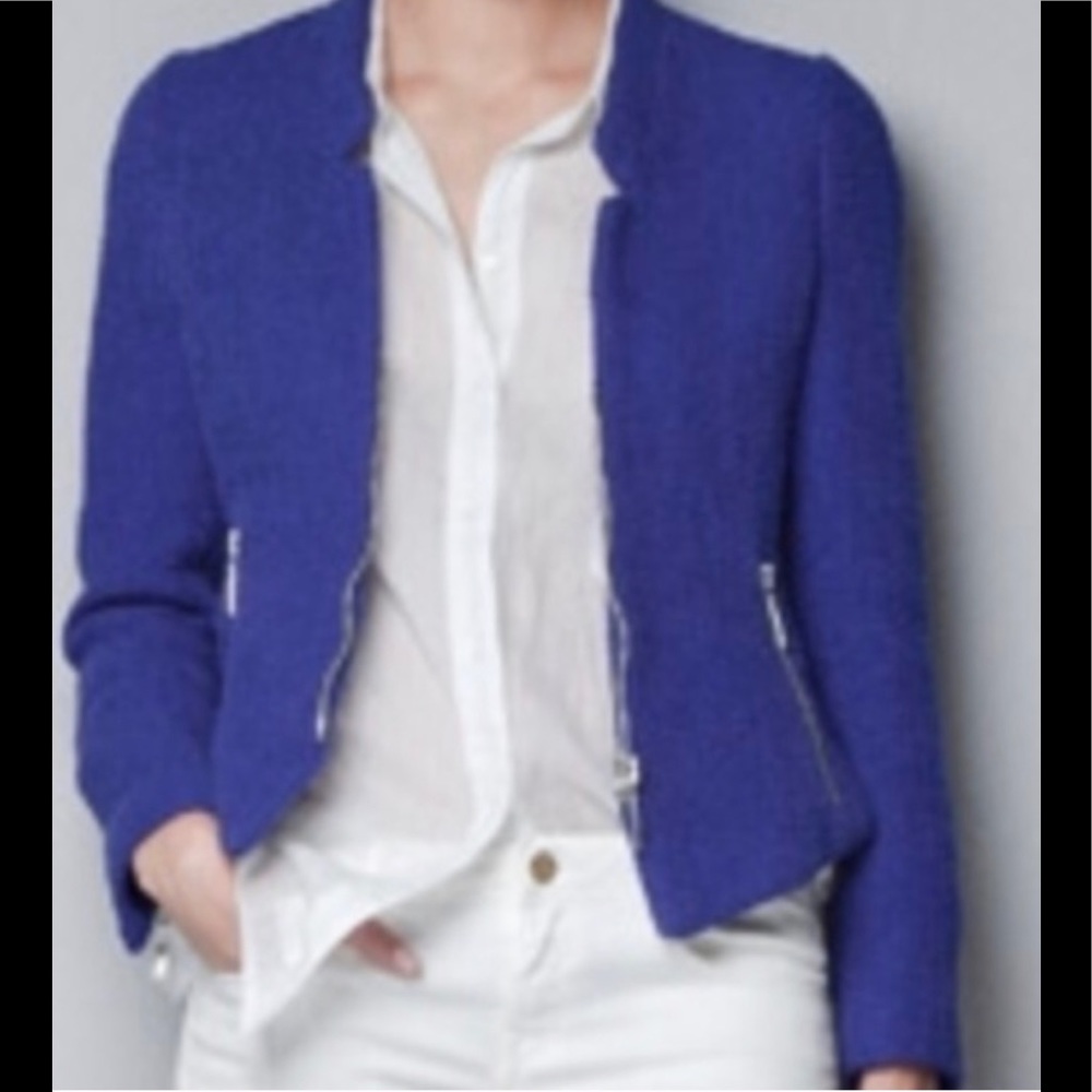 Zara Trafaluc Jacket Blazer Tweed with Zippers XL